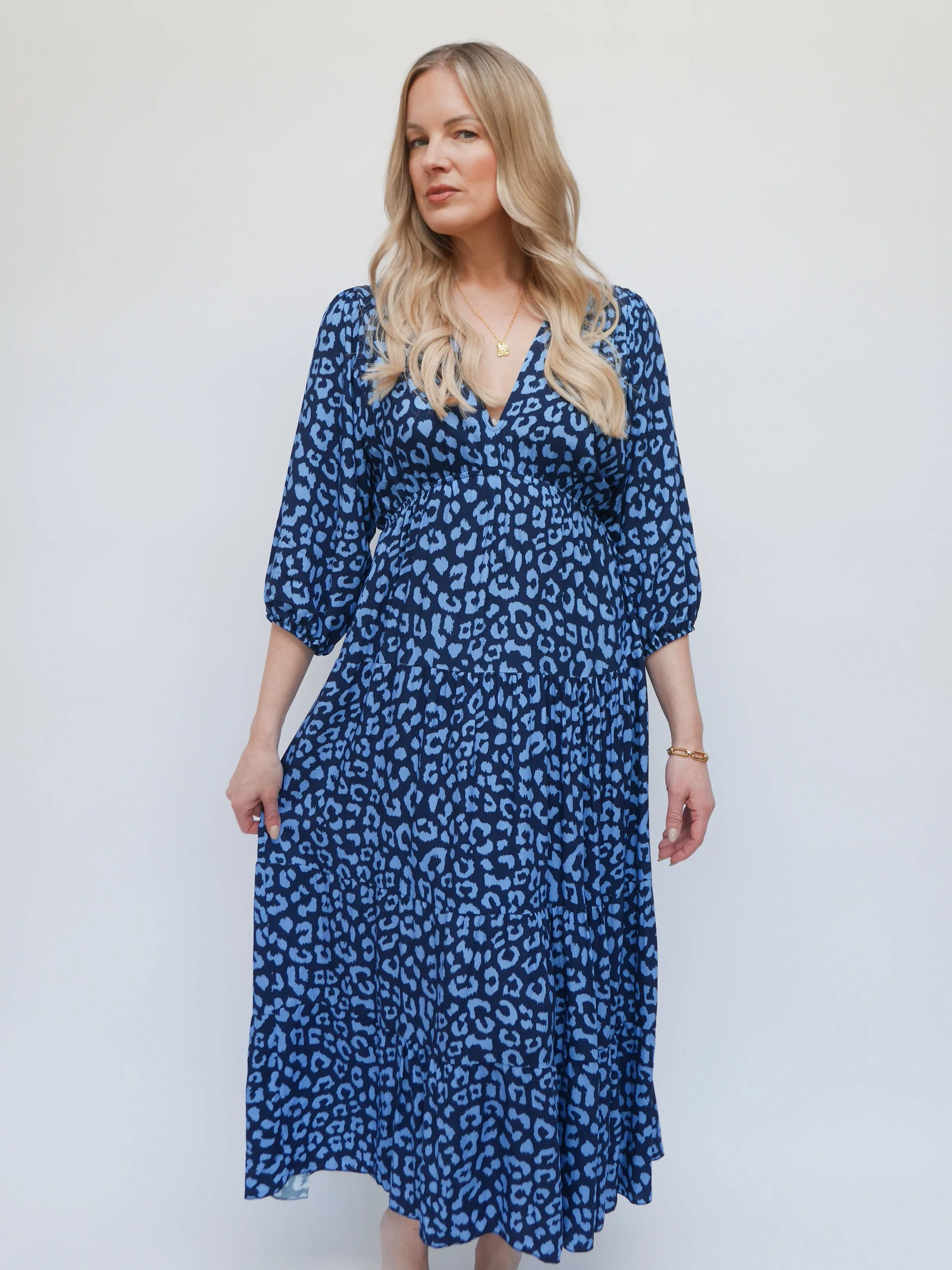 Naomi Dress Navy & French Blue