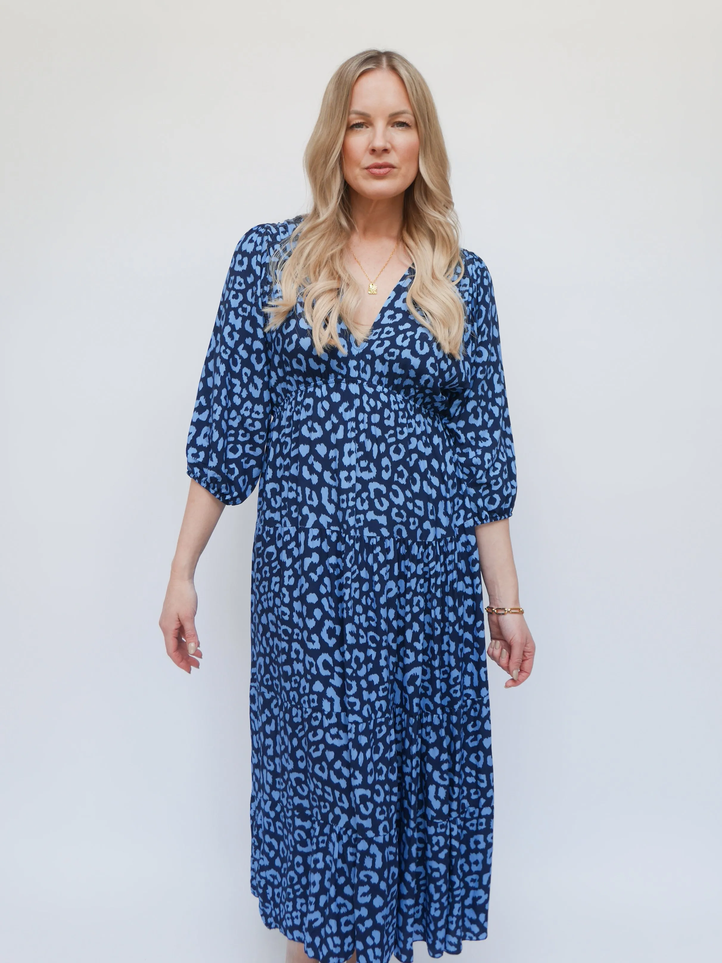 Naomi Dress Navy & French Blue