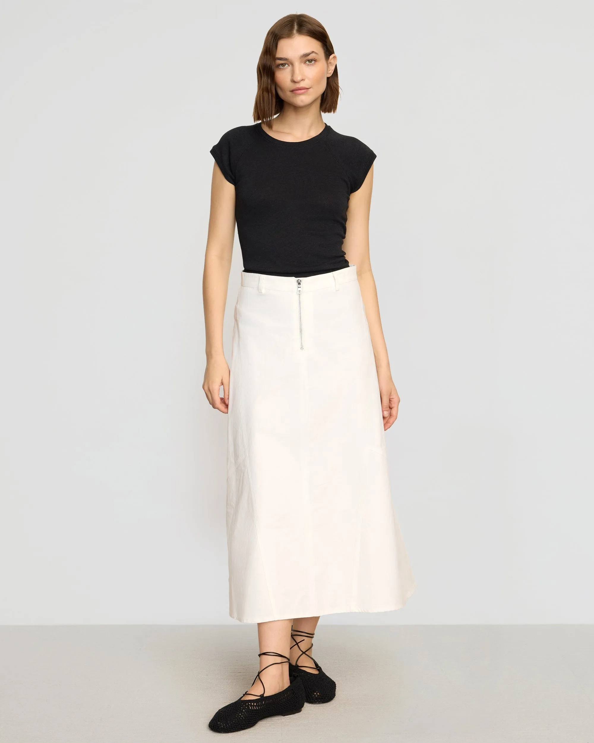 Nava Cotton Twill Flared Skirt