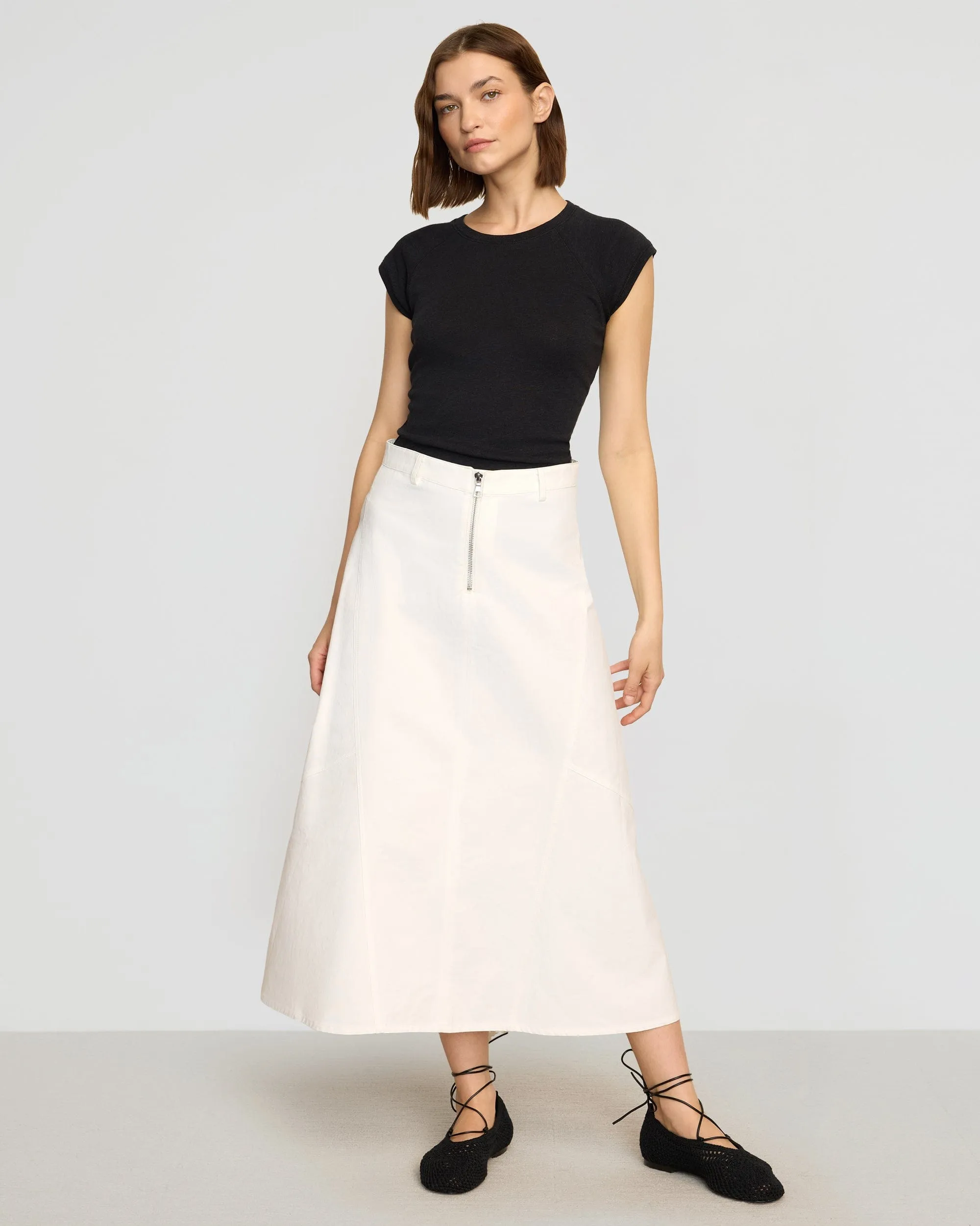 Nava Cotton Twill Flared Skirt