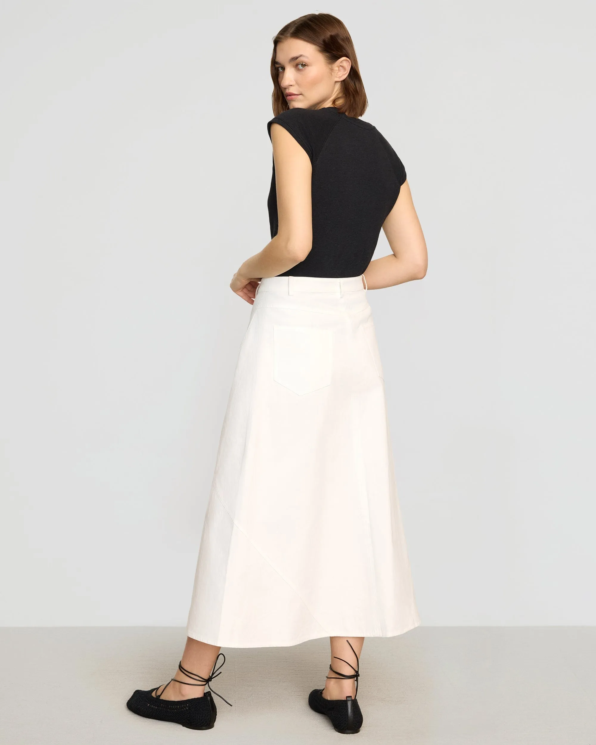 Nava Cotton Twill Flared Skirt