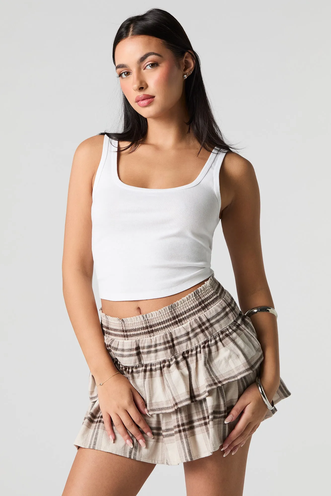 Plaid Tiered Mini Skort