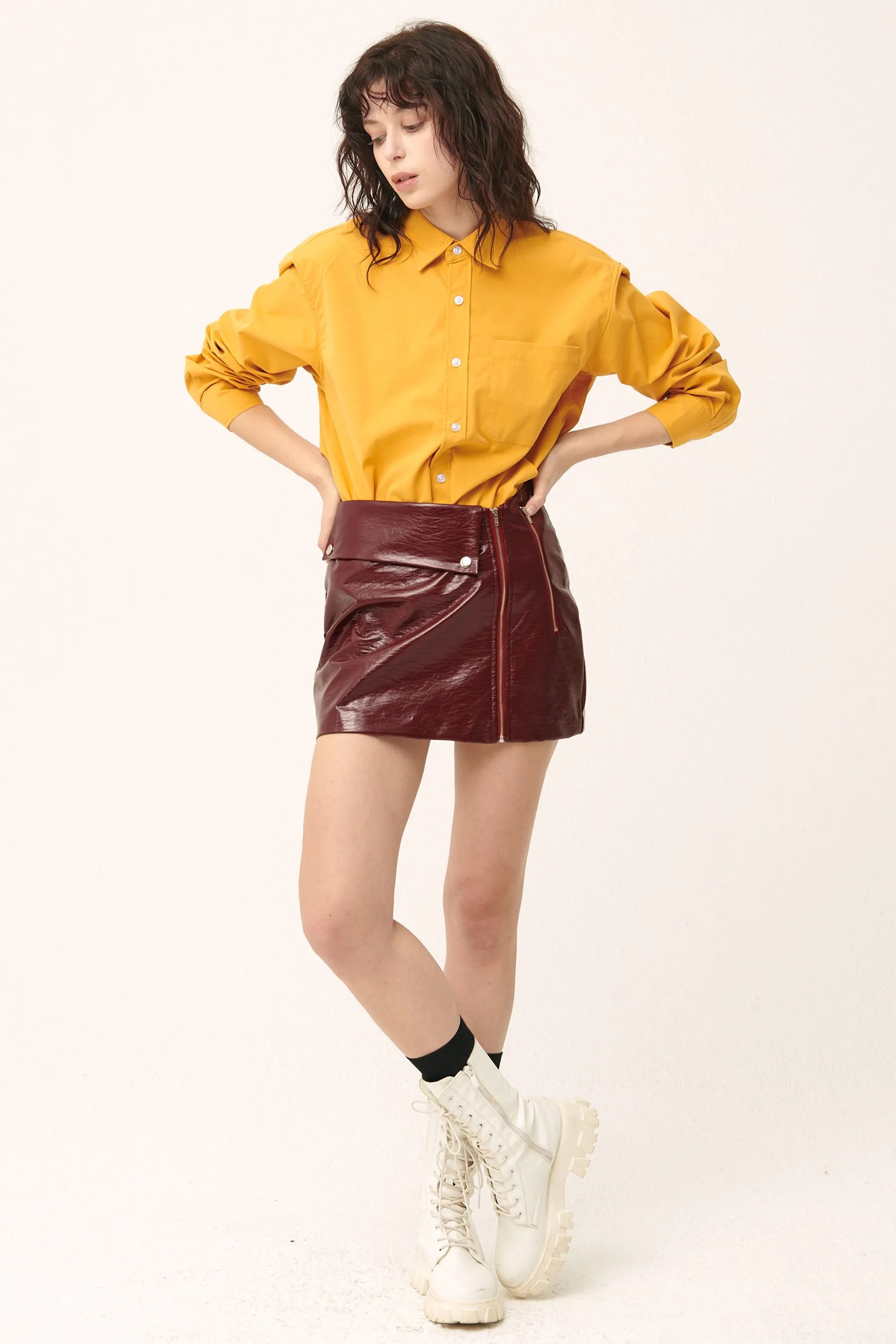 Rae Asymmetric Pleather Skirt