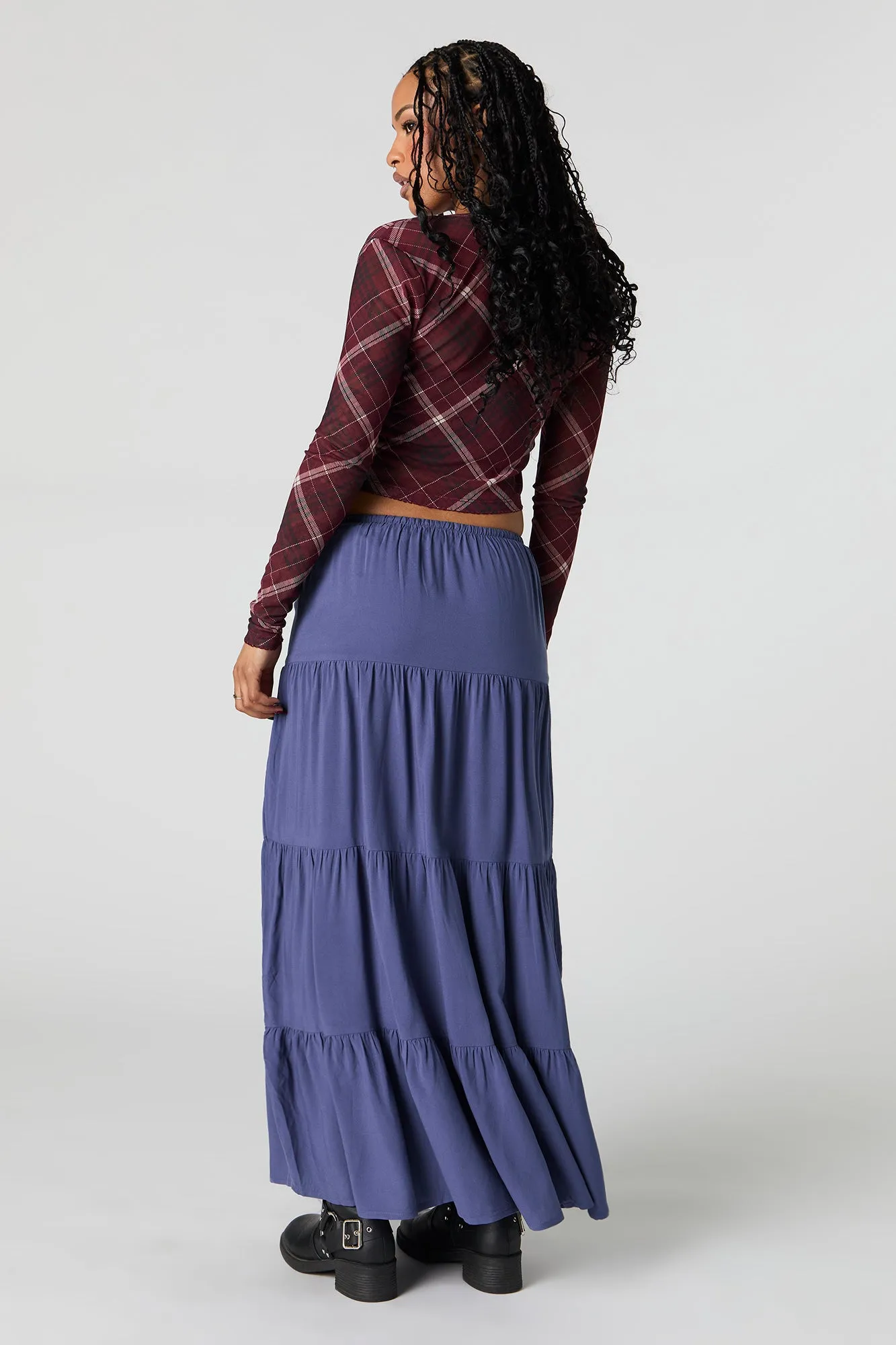 Robe maxi volantée à taille coulissante