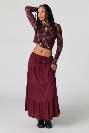 Robe maxi volantée à taille coulissante