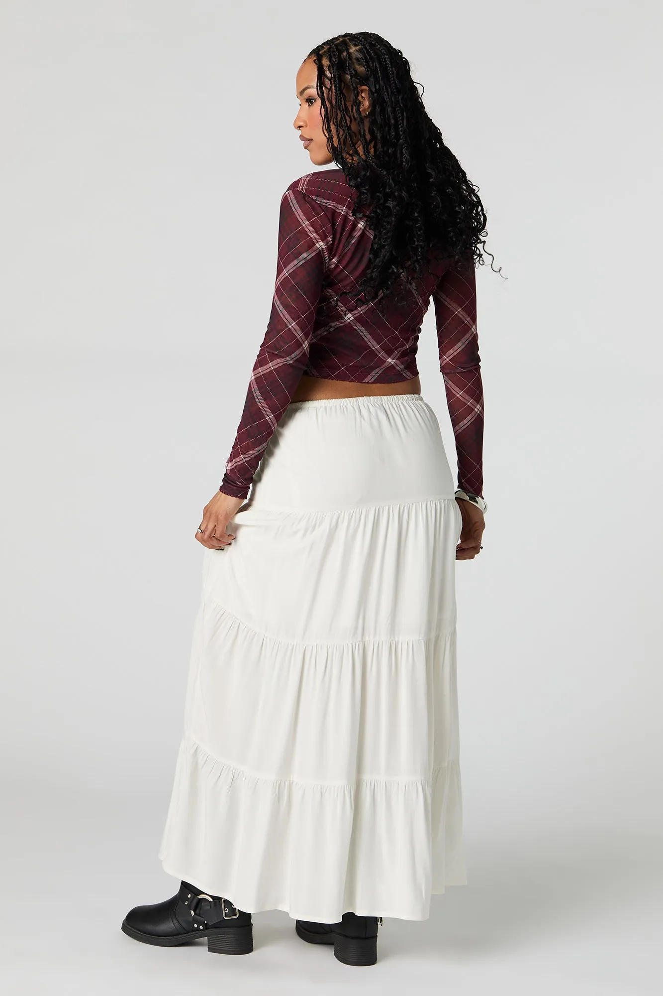 Robe maxi volantée à taille coulissante