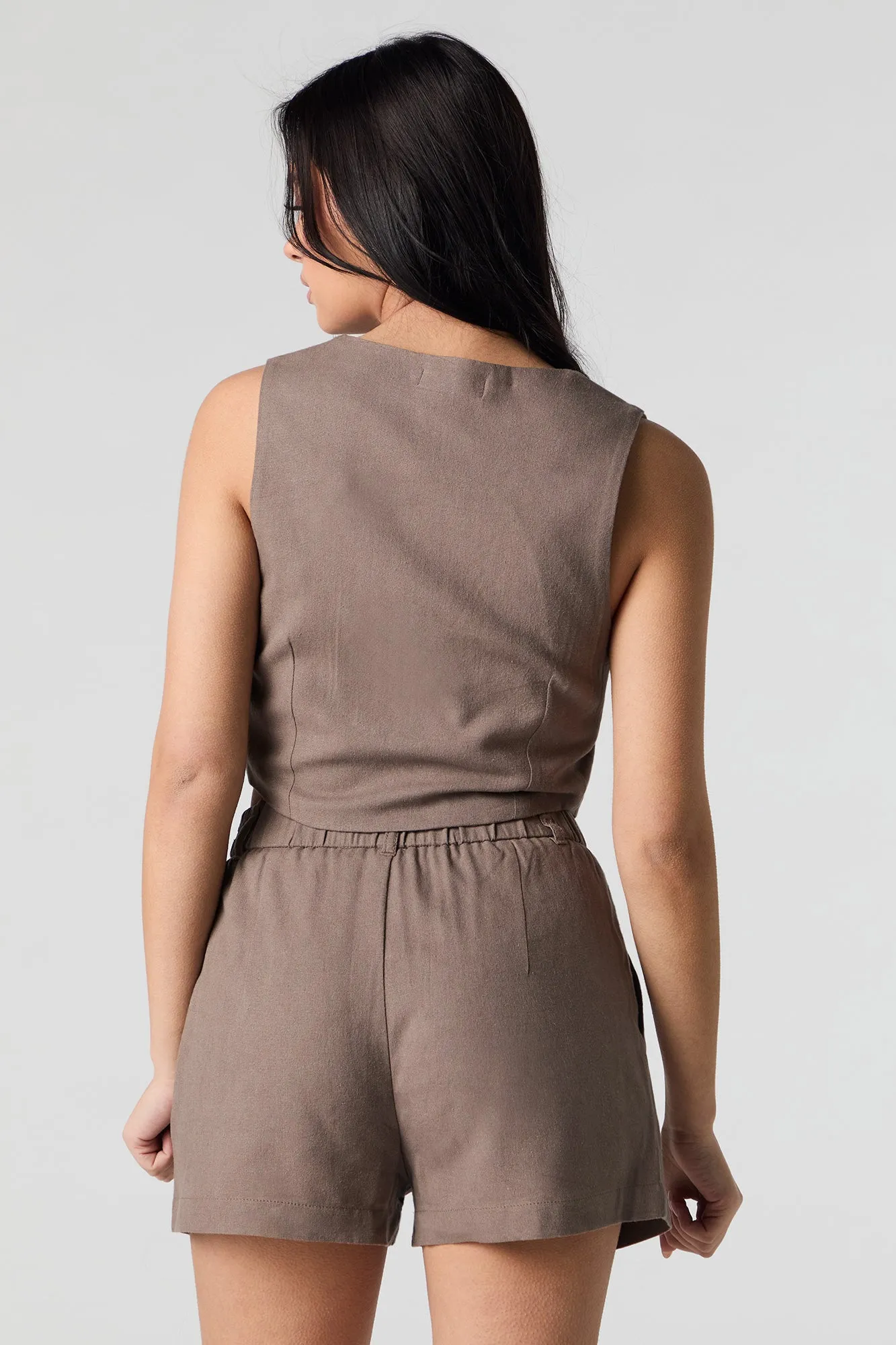 Robe-short en mélange de lin