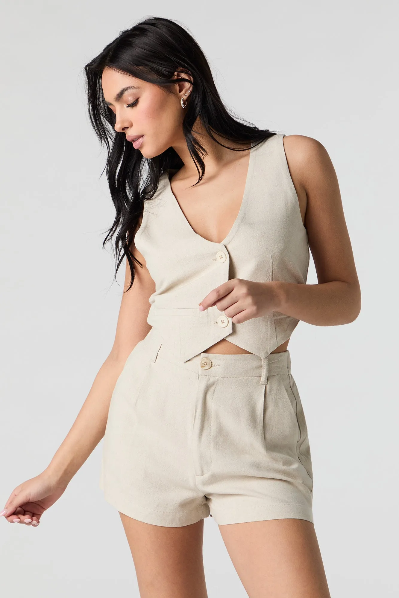 Robe-short en mélange de lin