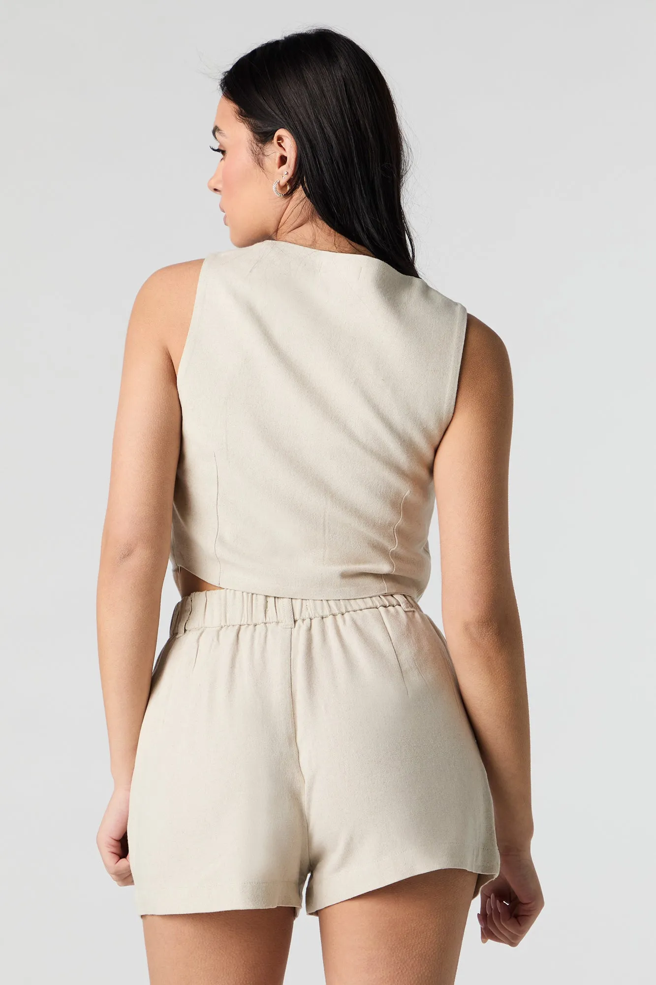 Robe-short en mélange de lin