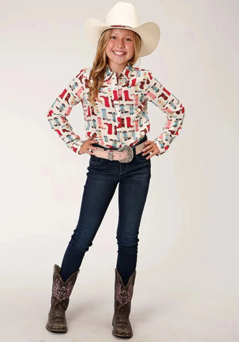 Roper Five Star (Boot Print) - Girl's Western Snap Shirt