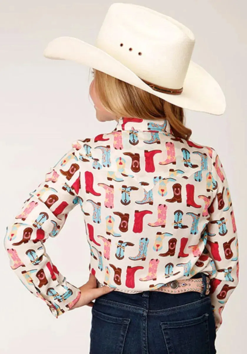Roper Five Star (Boot Print) - Girl's Western Snap Shirt