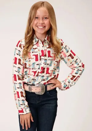 Roper Five Star (Boot Print) - Girl's Western Snap Shirt