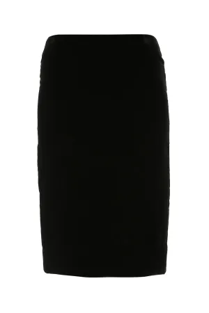 Saint Laurent Zip Detailed High Waist Midi Skirt