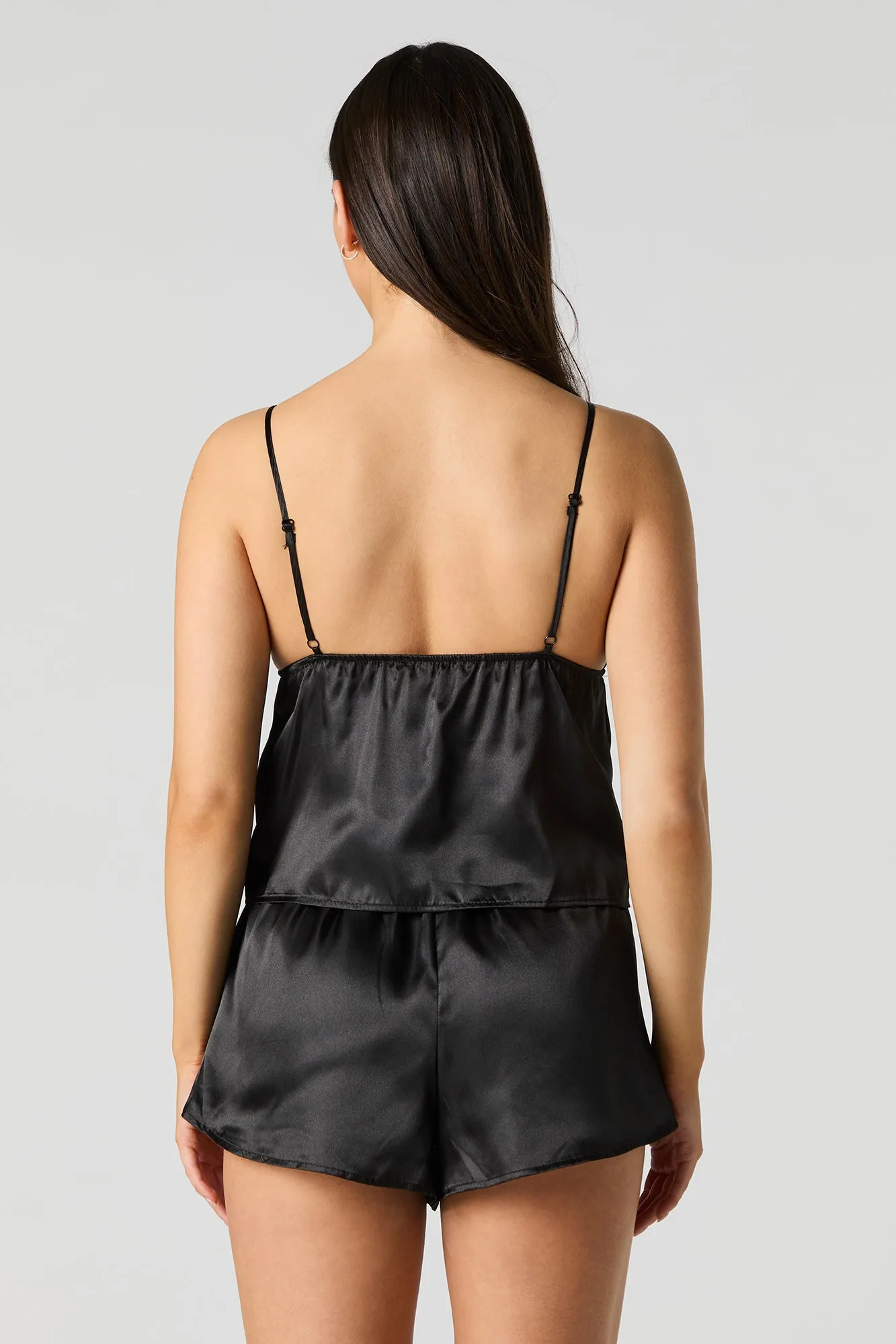 Satin Flyaway Cami & Short 2 Piece Pajama Set