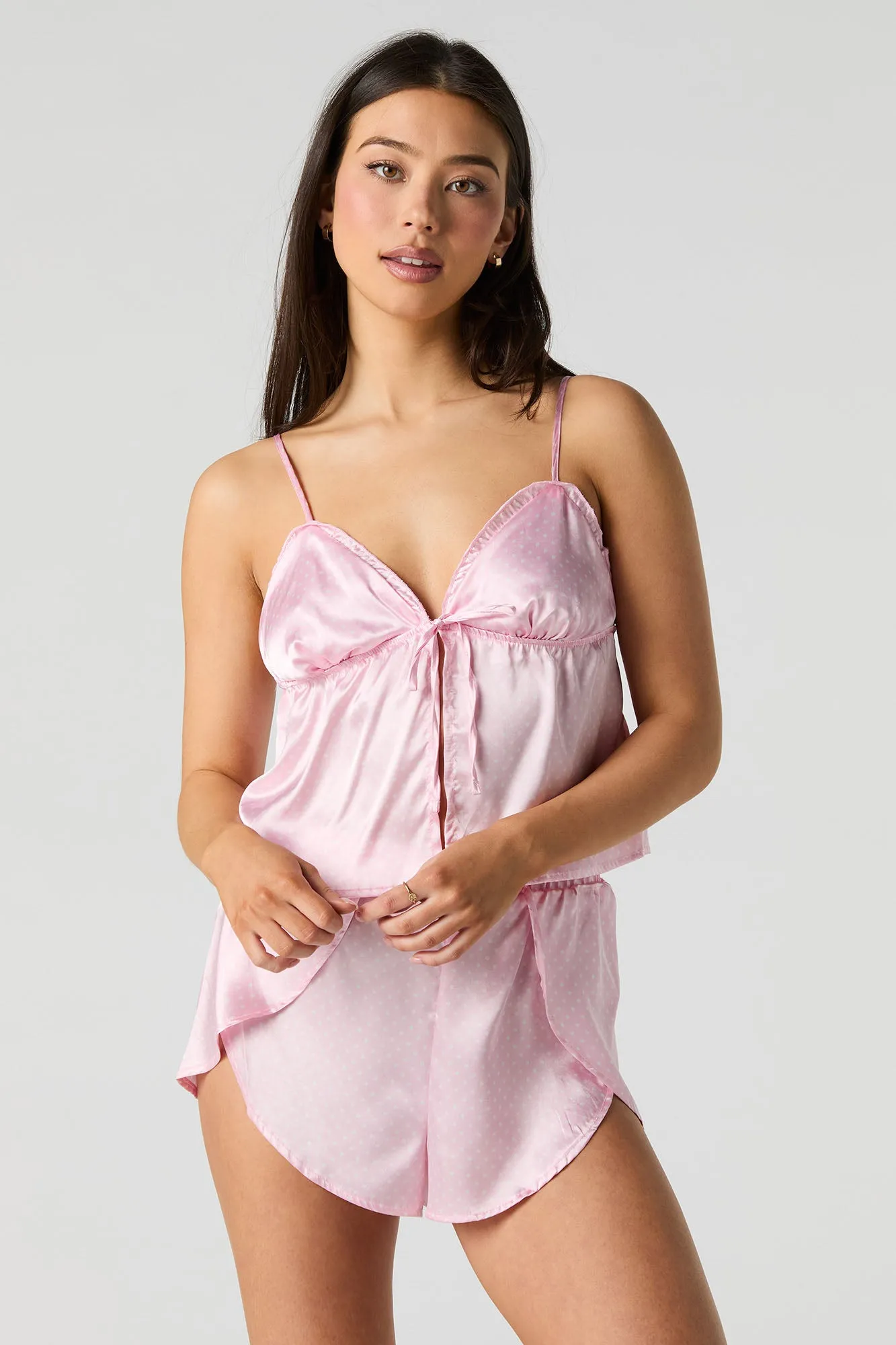 Satin Flyaway Cami & Short 2 Piece Pajama Set