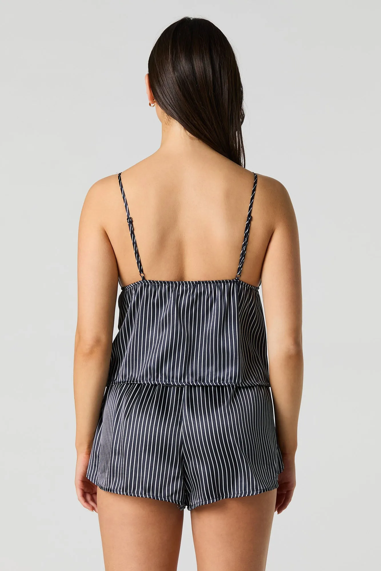 Satin Flyaway Cami & Short 2 Piece Pajama Set