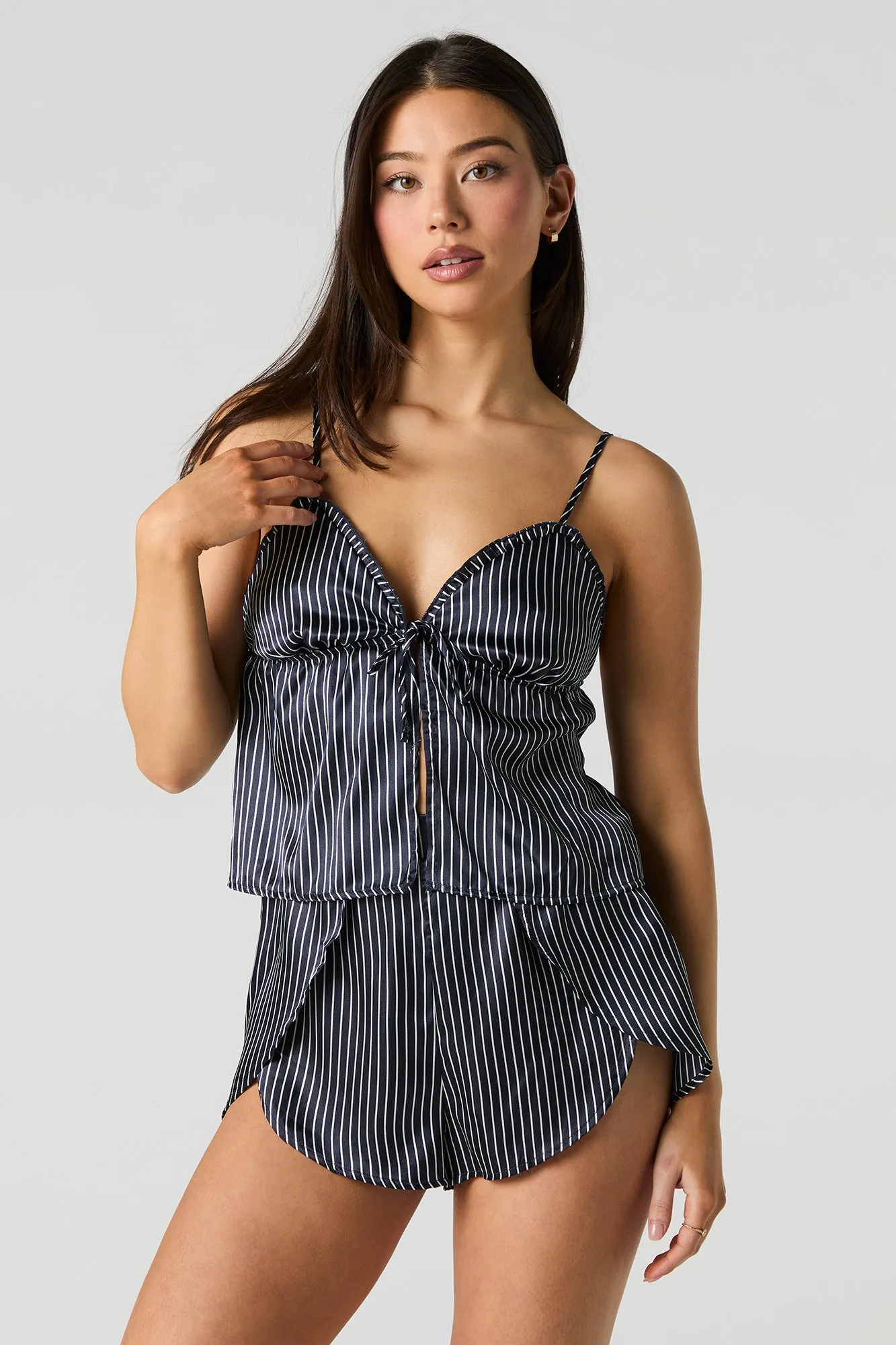 Satin Flyaway Cami & Short 2 Piece Pajama Set
