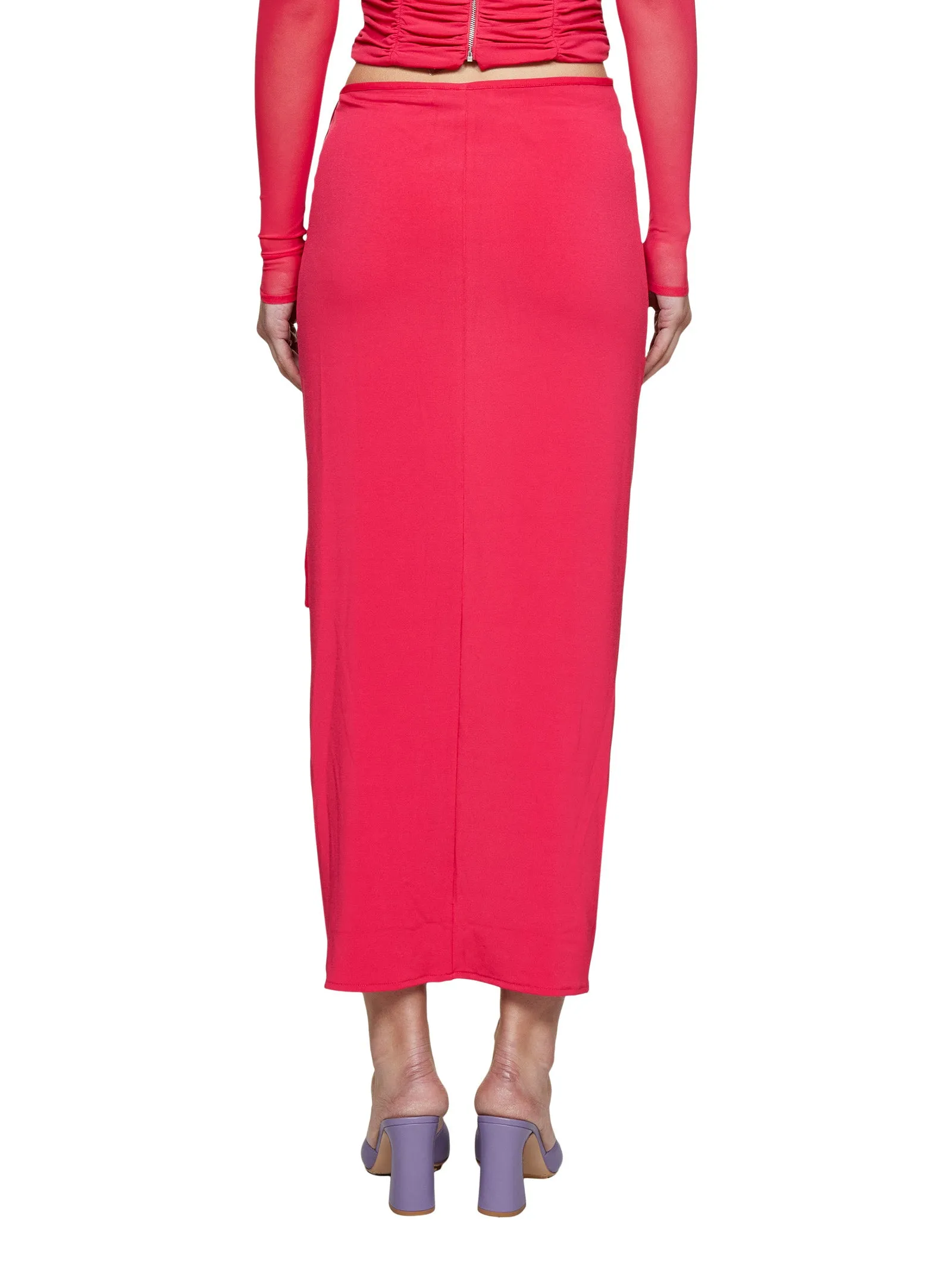 Self-Portrait Gathered Detailed High Waist Midi Skirt