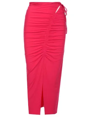 Self-Portrait Gathered Detailed High Waist Midi Skirt