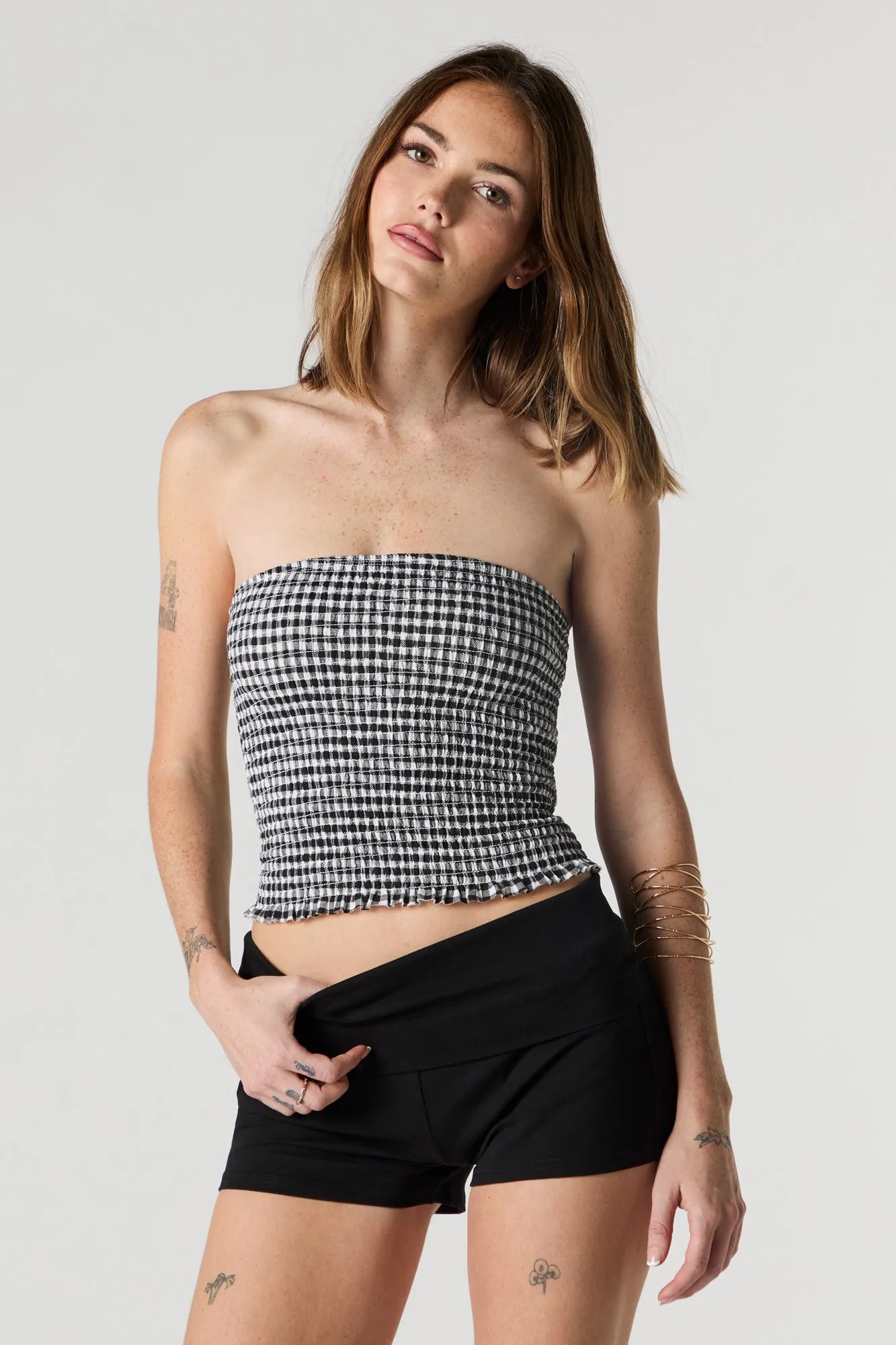 Short avec bande de taille repliée
