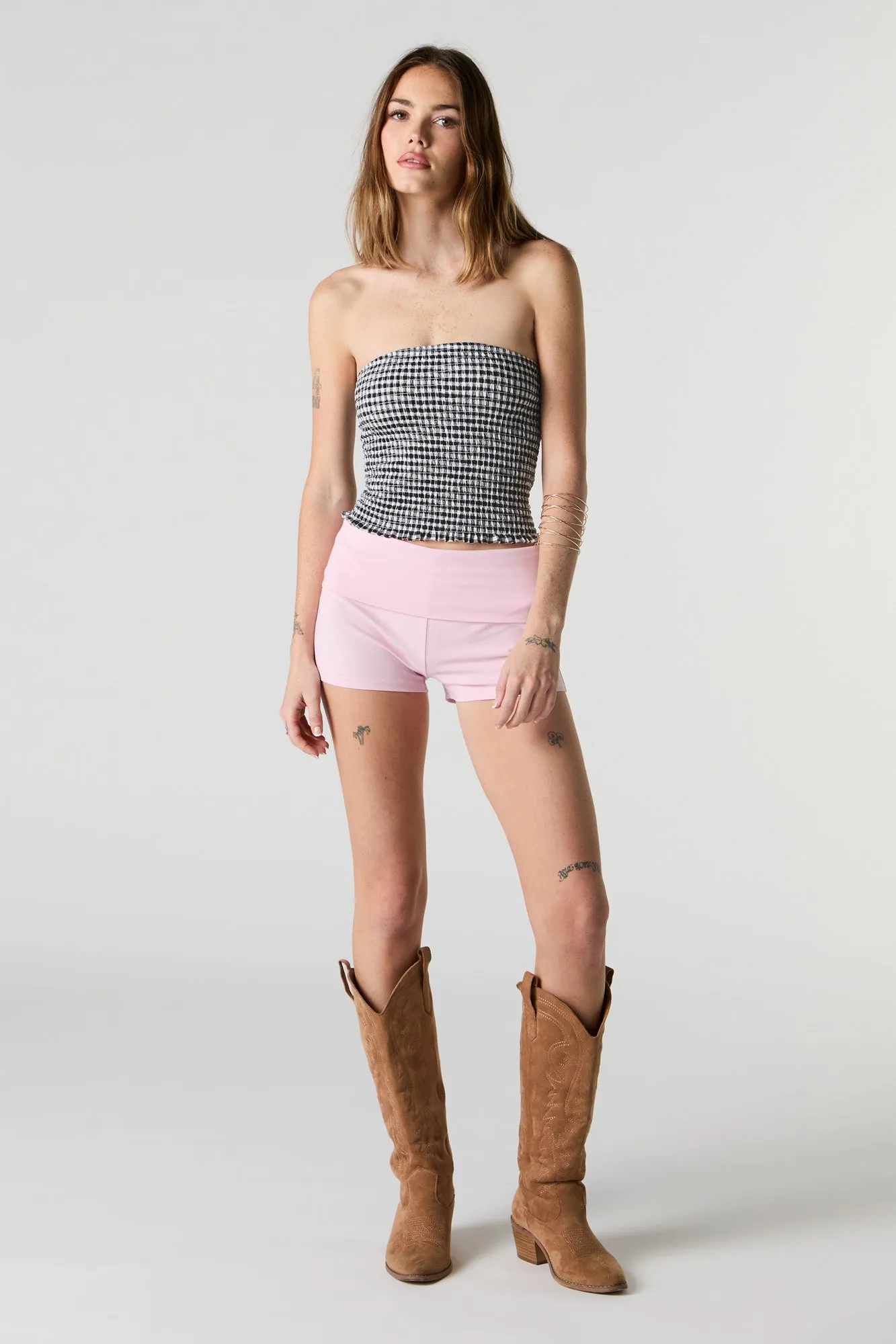 Short avec bande de taille repliée