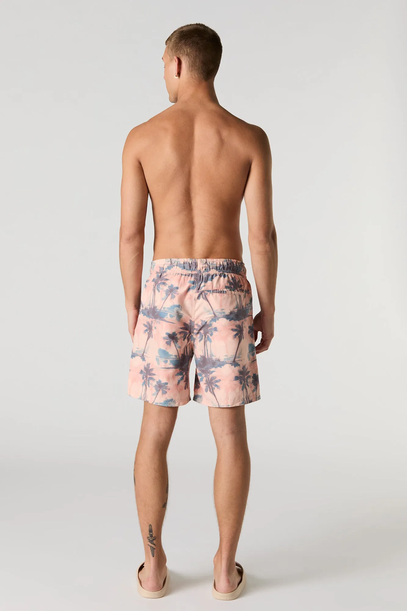 Short avec motif tropical à taille coulissante