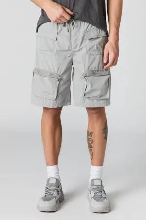 Short cargo avec poches à fermeture à glissière et taille coulissante