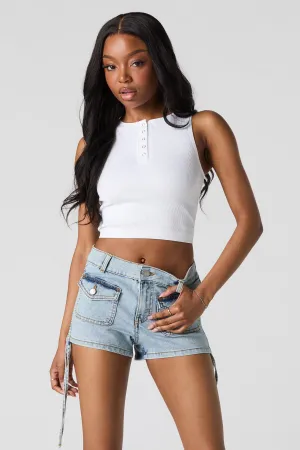 Short cargo en denim avec attaches latérales