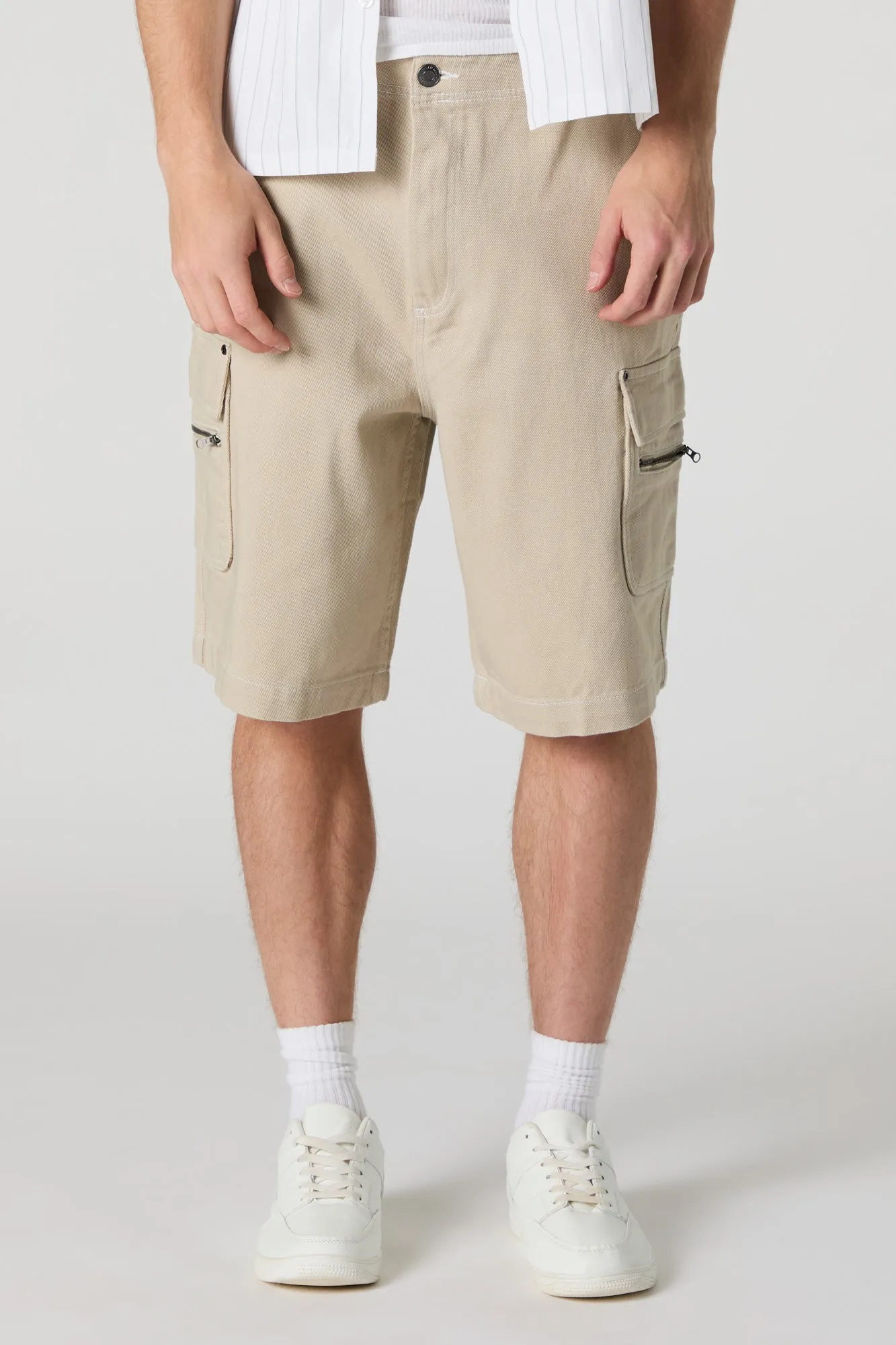 Short cargo long avec fermeture à glissière