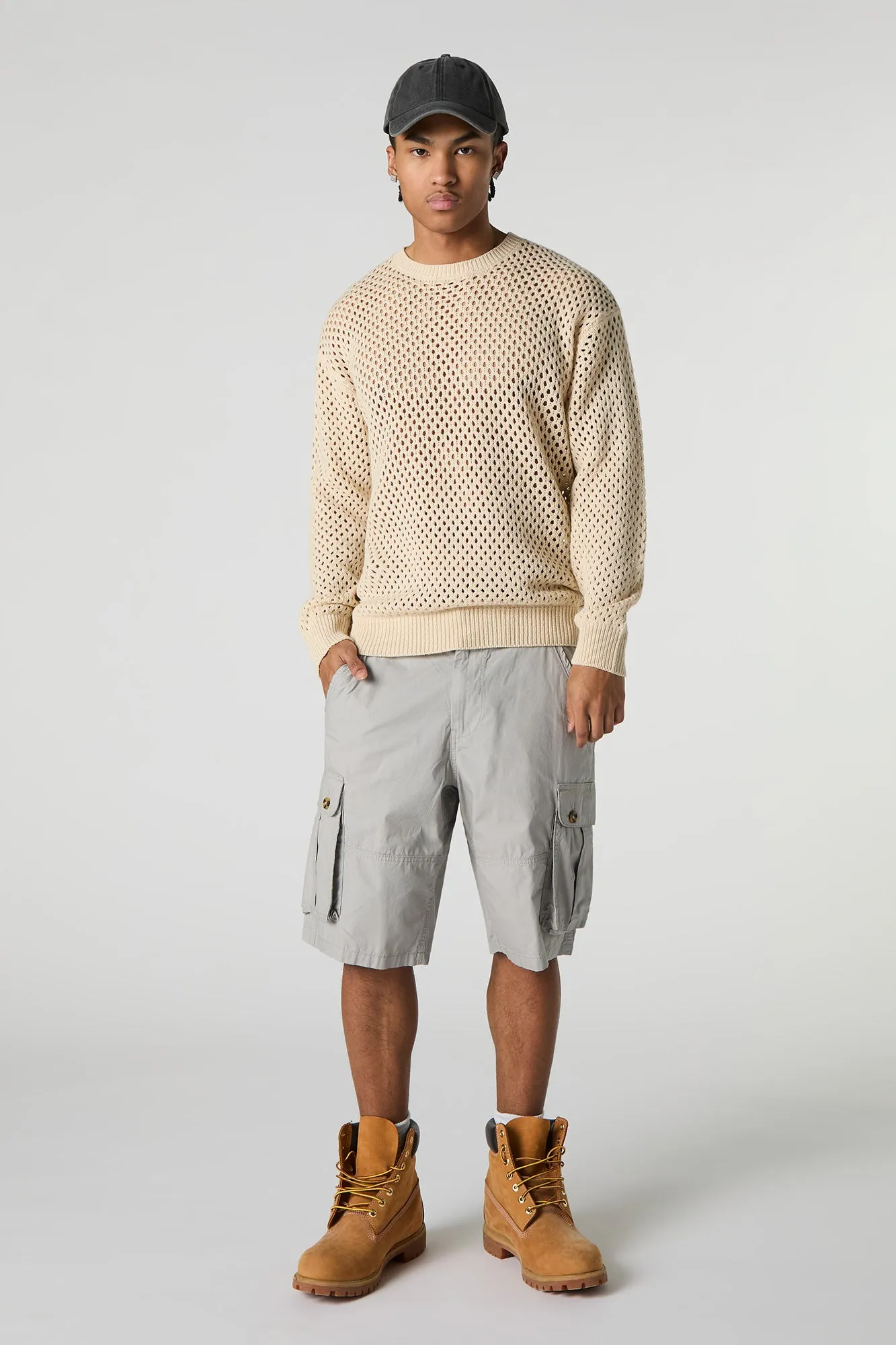 Short cargo long avec poches boutonnées
