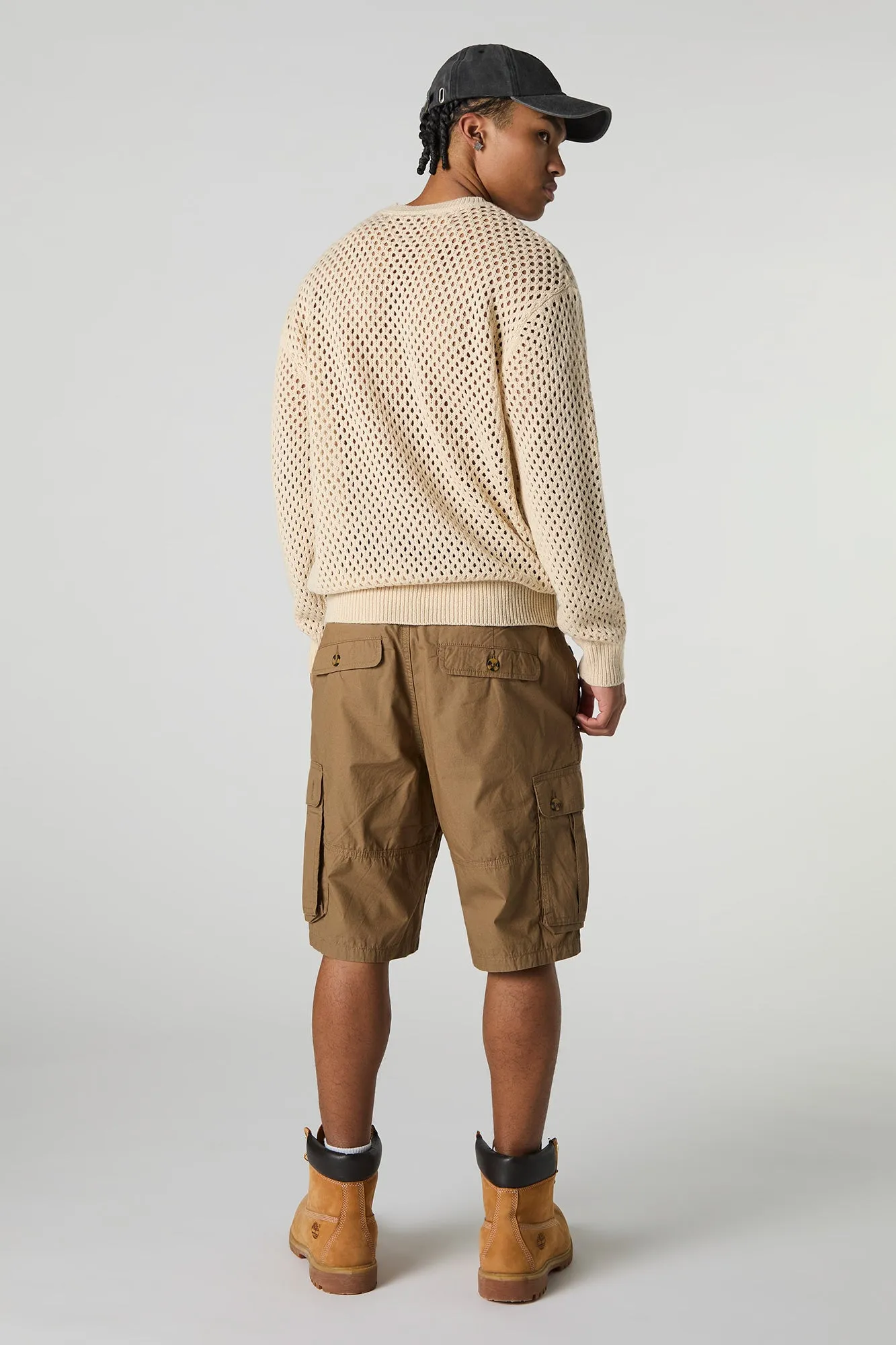 Short cargo long avec poches boutonnées