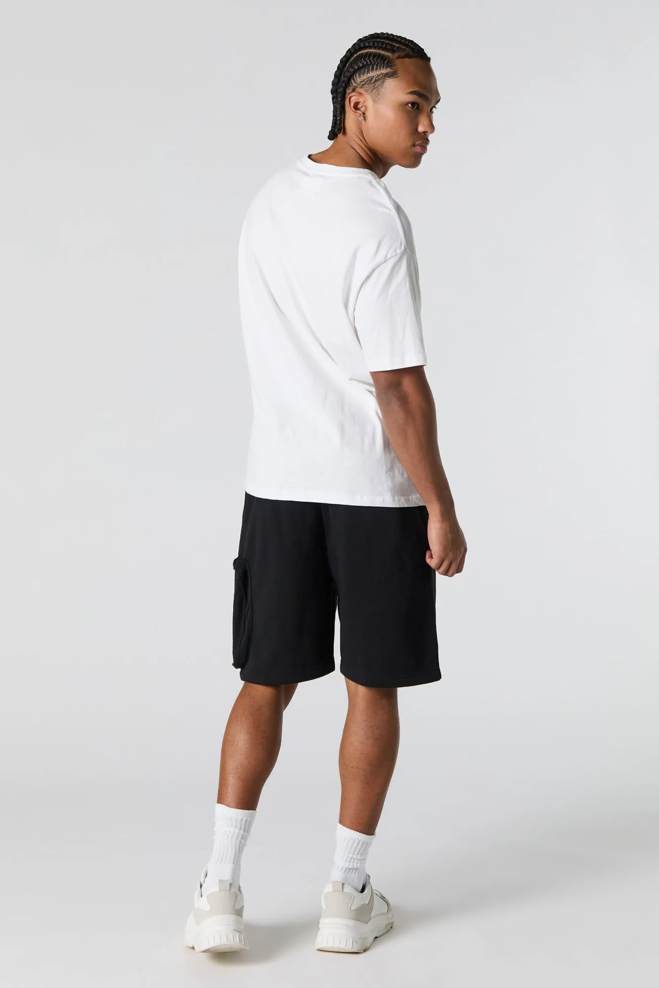 Short cargo long en molleton avec fermeture à glissière