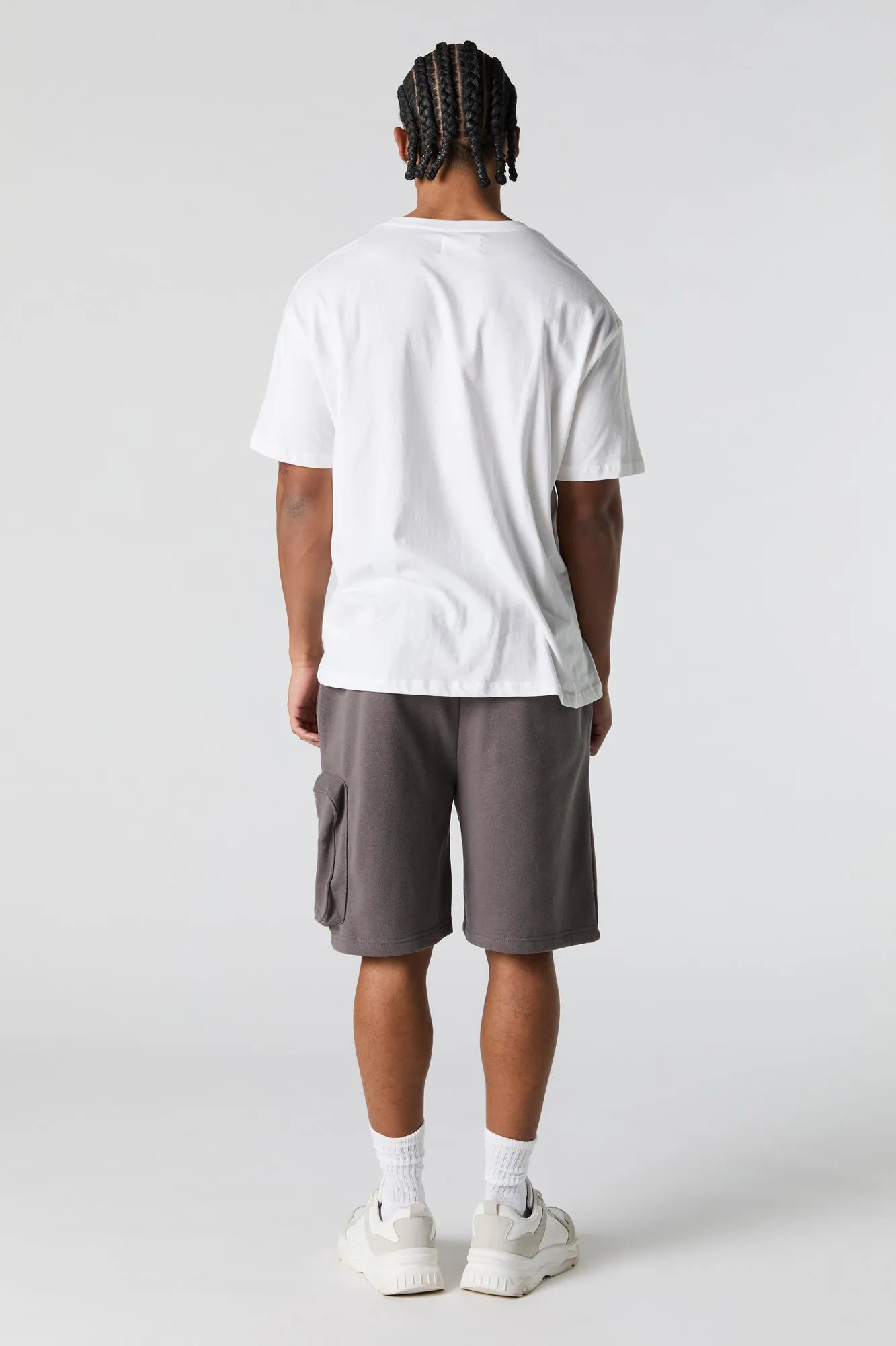 Short cargo long en molleton avec fermeture à glissière