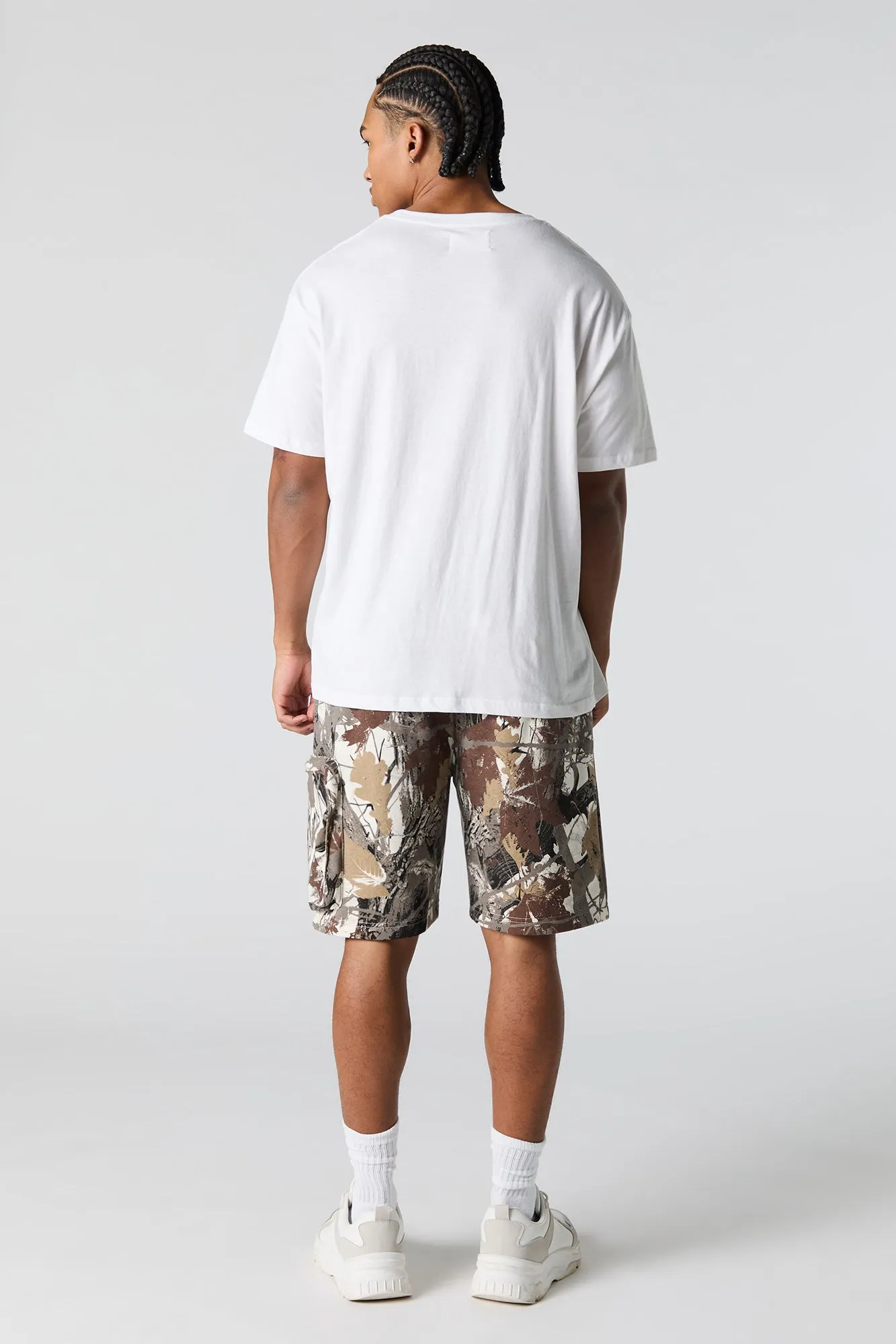 Short cargo long en molleton avec fermeture à glissière