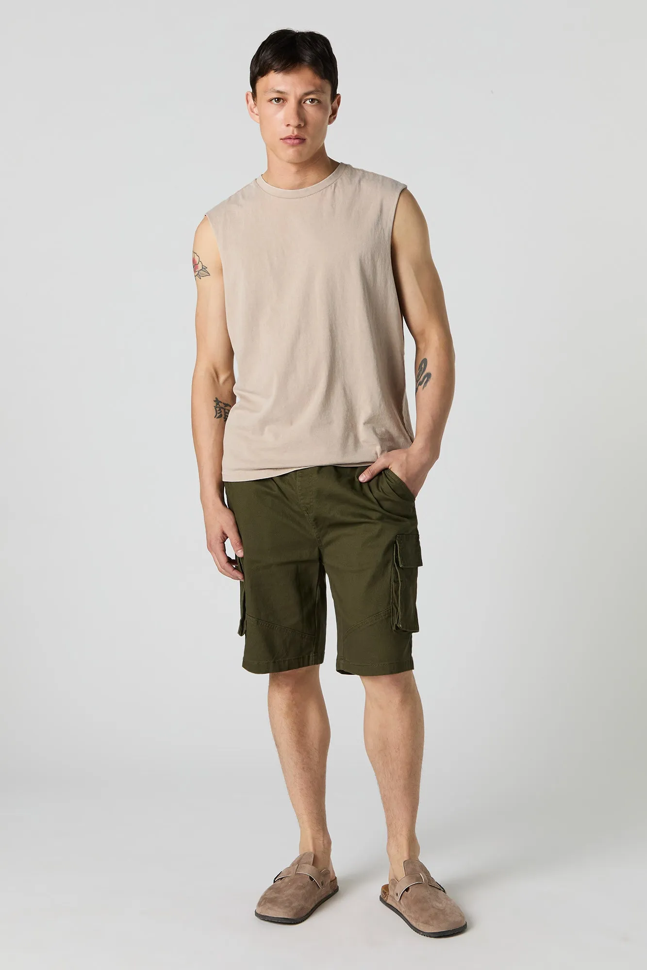 Short cargo à taille coulissante