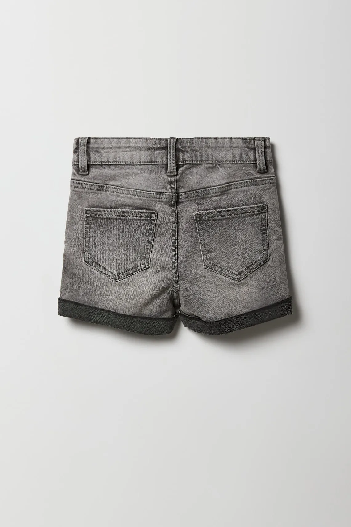 Short court mi-taille en denim d'aspect usé pour fille
