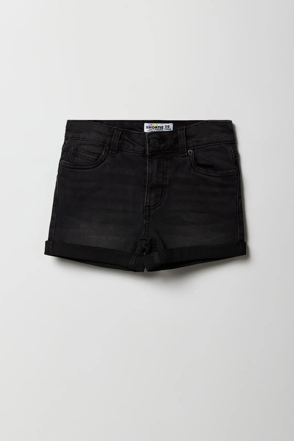 Short court mi-taille en denim pour fille