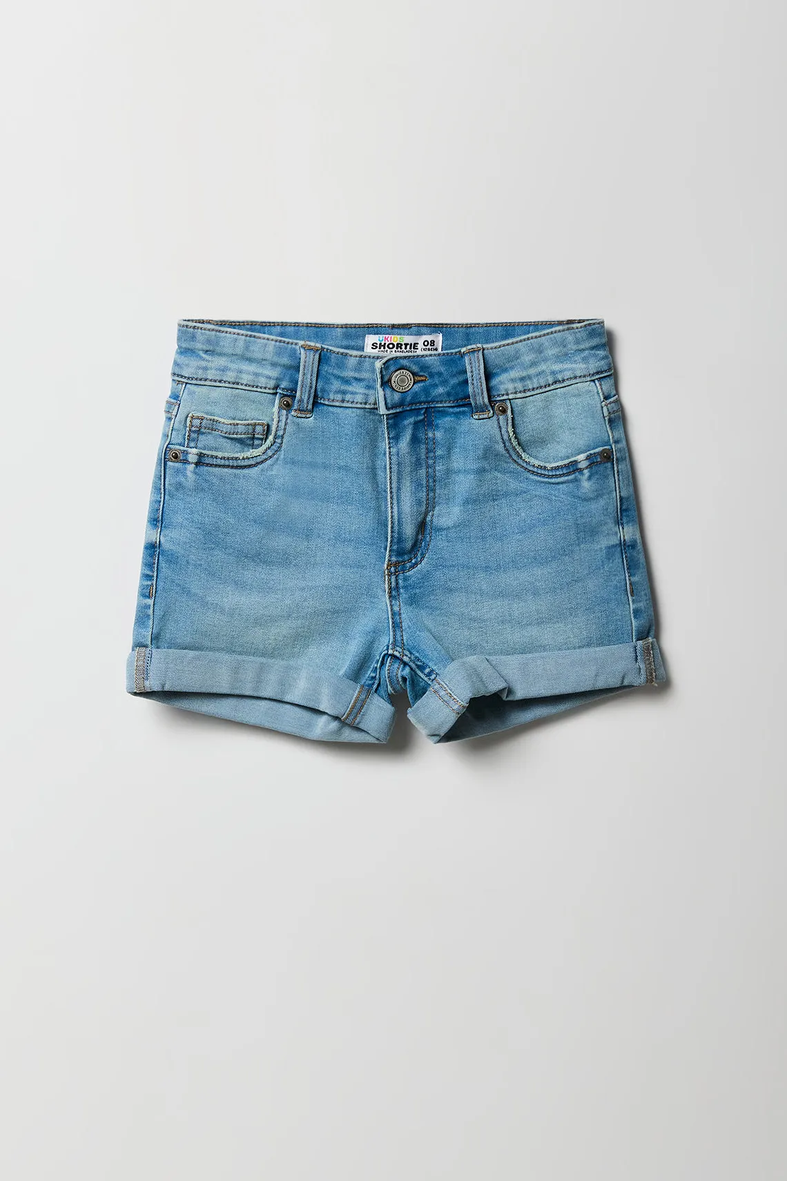 Short court mi-taille en denim pour fille