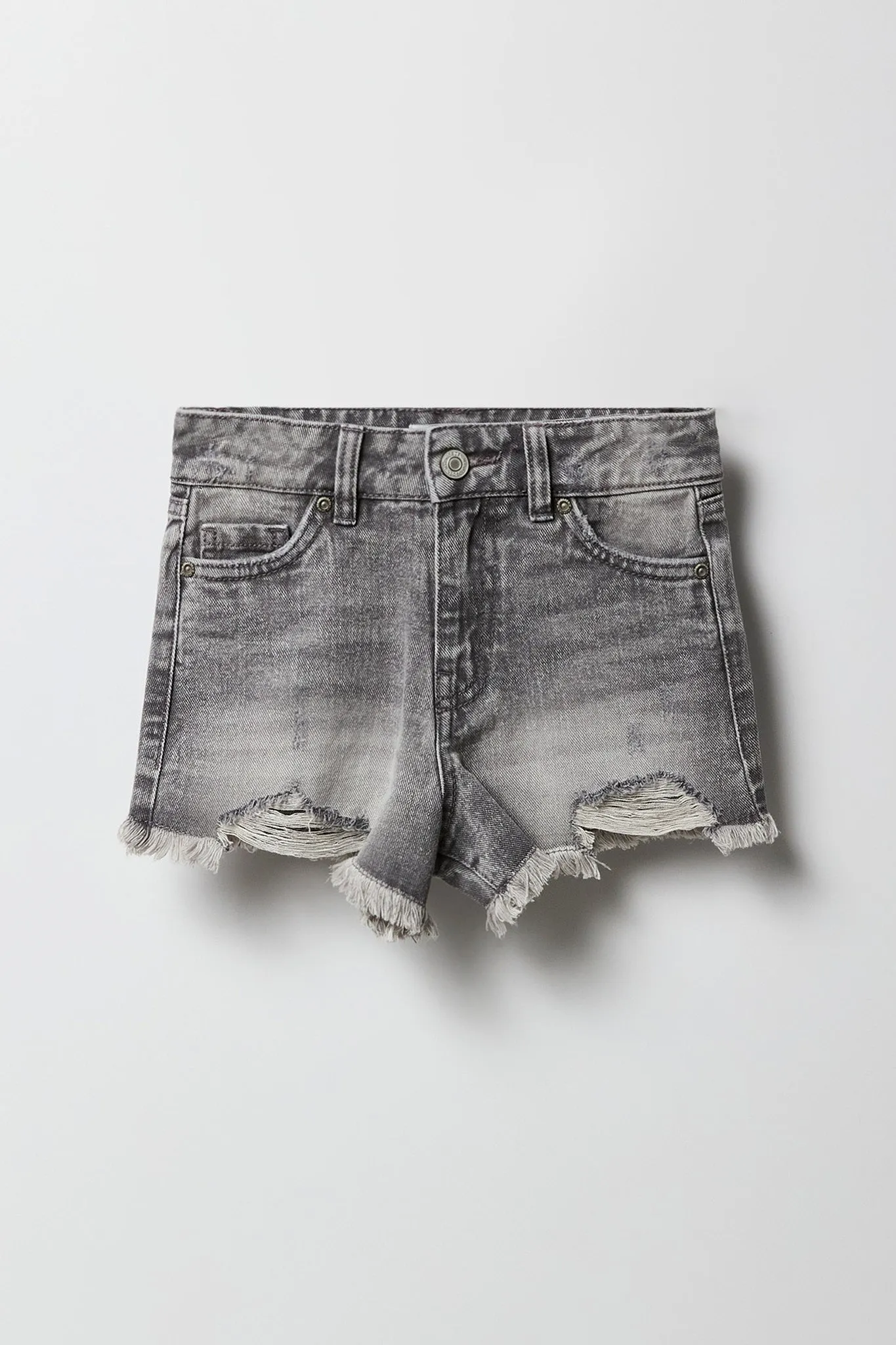 Short de plage d'aspect usé à taille haute pour fille