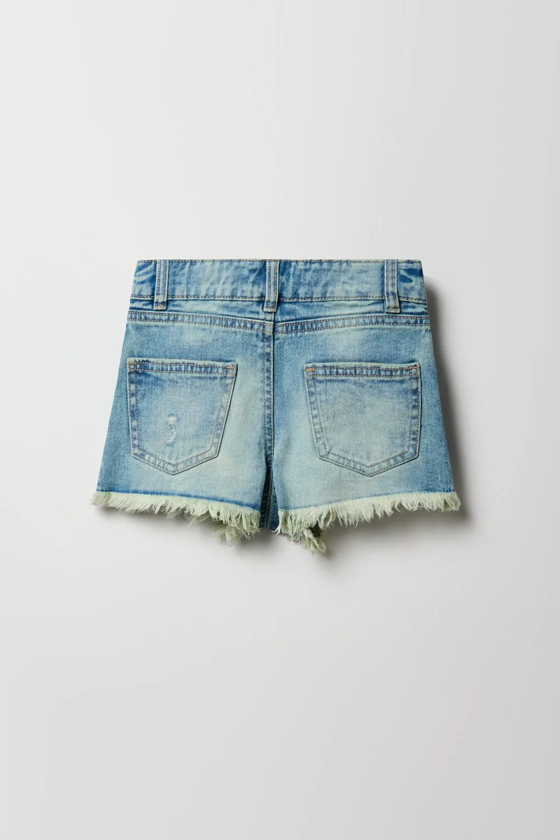 Short de plage d'aspect usé à taille haute pour fille