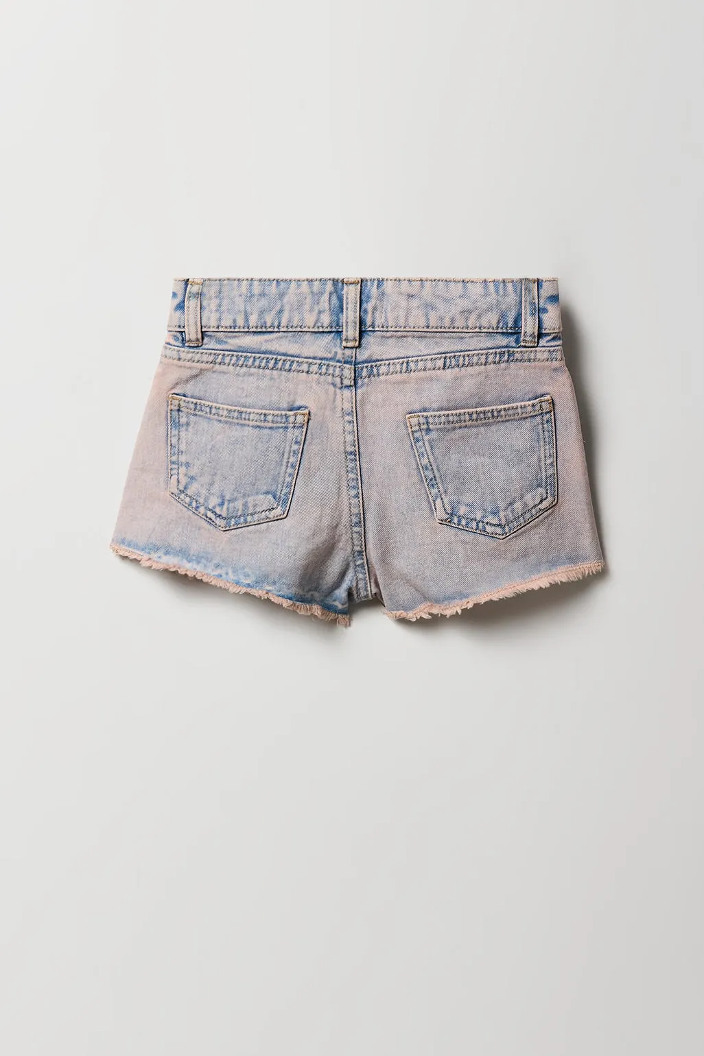 Short de plage délavé rose à taille haute pour fille