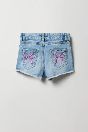Short de plage à taille haute avec motif brodé Boucle pour fille