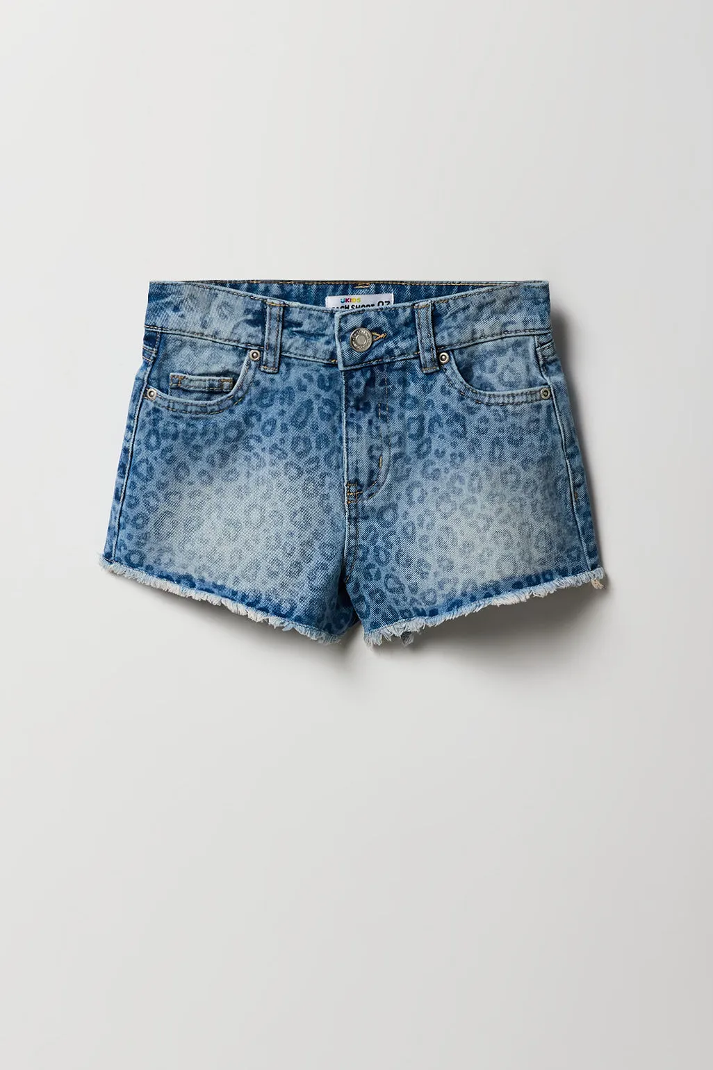 Short de plage à taille haute avec motif guépard pour fille