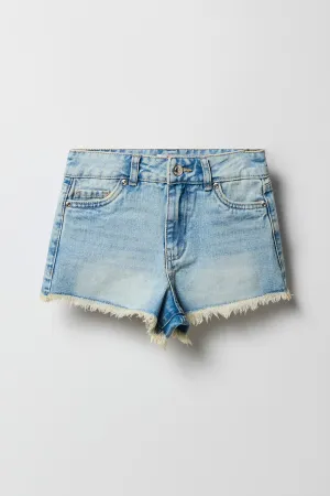 Short de plage  à taille hauteavec ourlet frangé pour fille