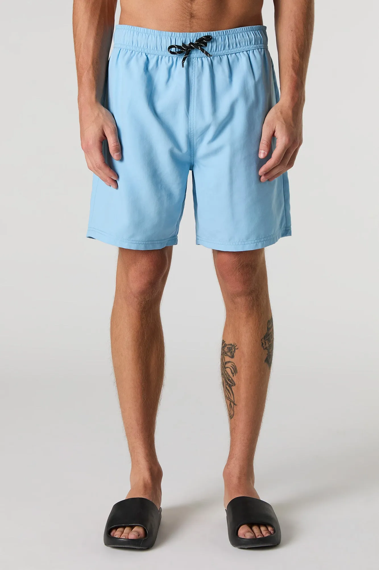 Short de surf uni à taille coulissante