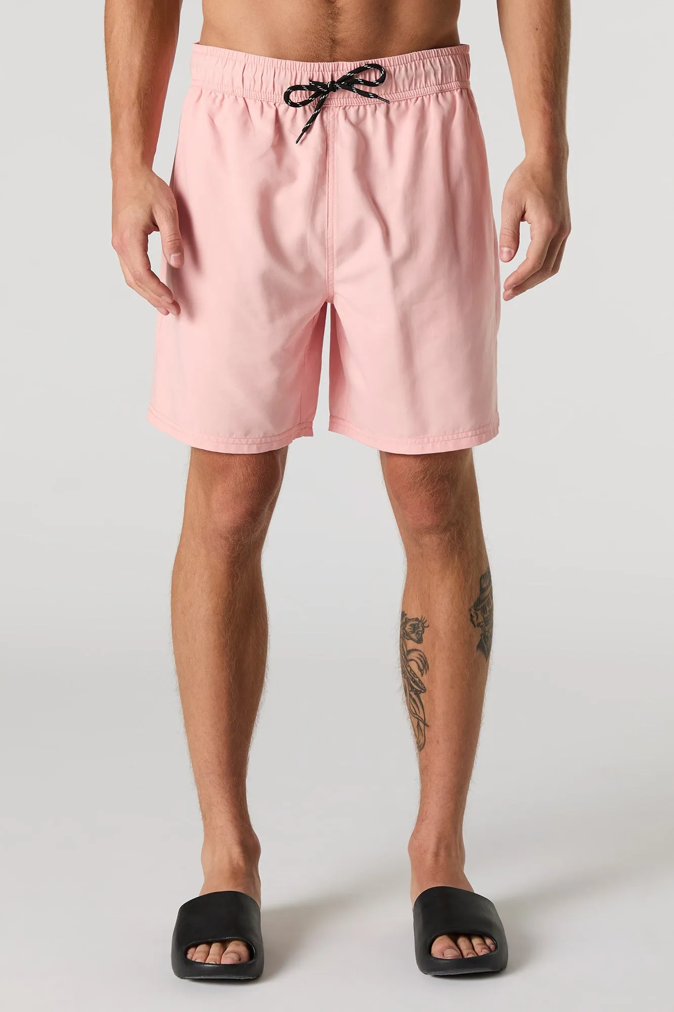 Short de surf uni à taille coulissante
