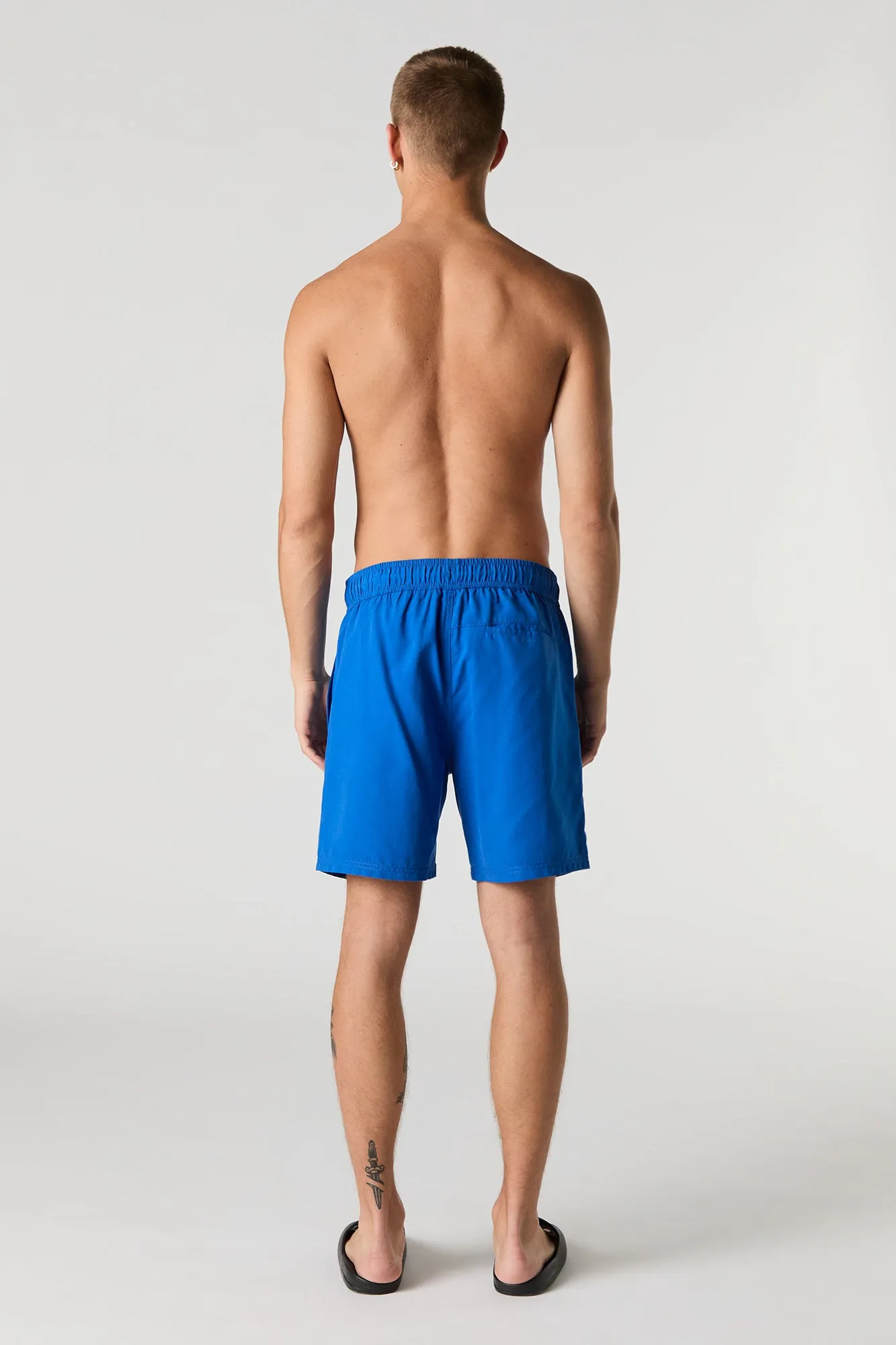 Short de surf uni à taille coulissante