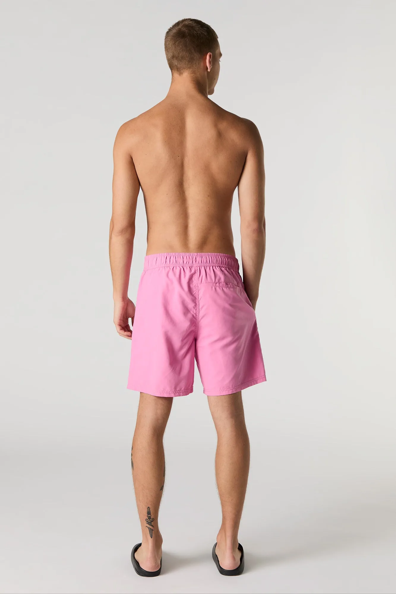 Short de surf uni à taille coulissante