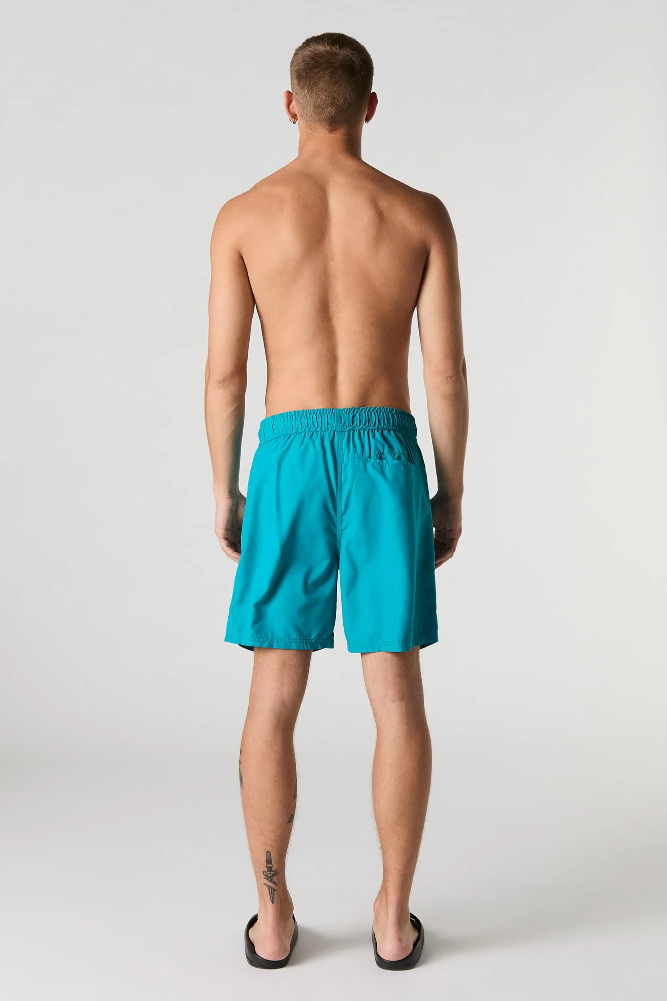 Short de surf uni à taille coulissante