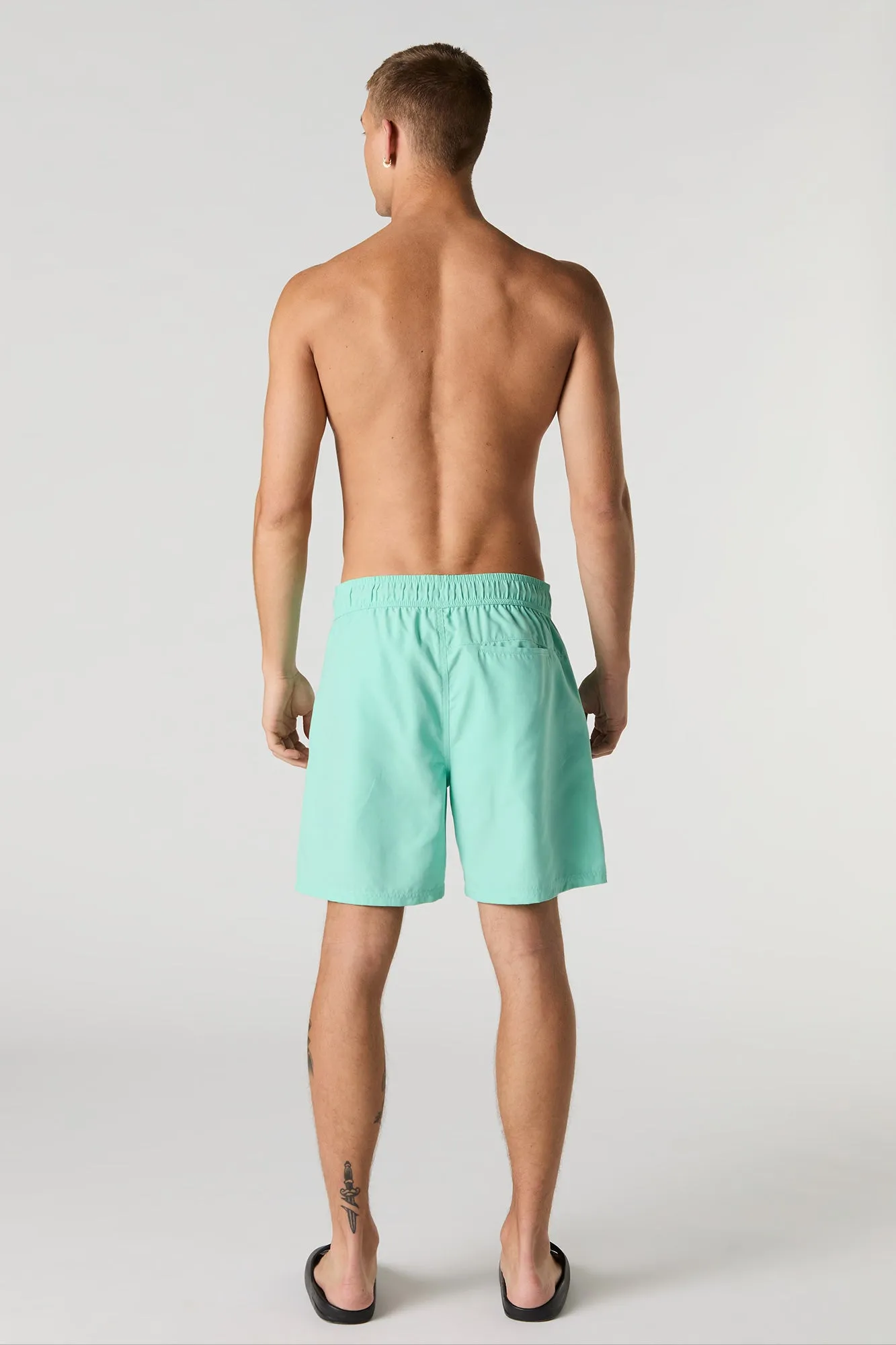 Short de surf uni à taille coulissante